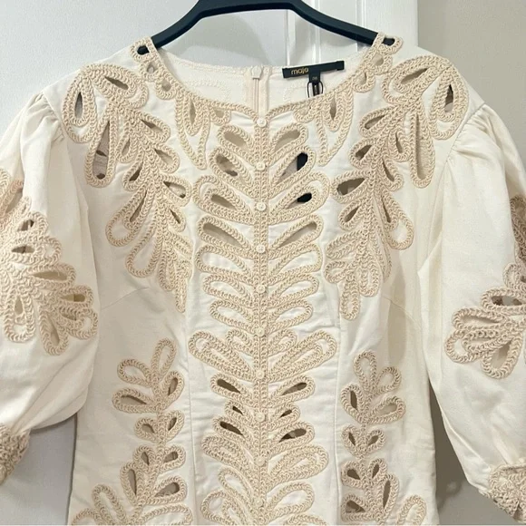 Maje Short Embroidered Rosario Dress Size 38 - Picture 7 of 16